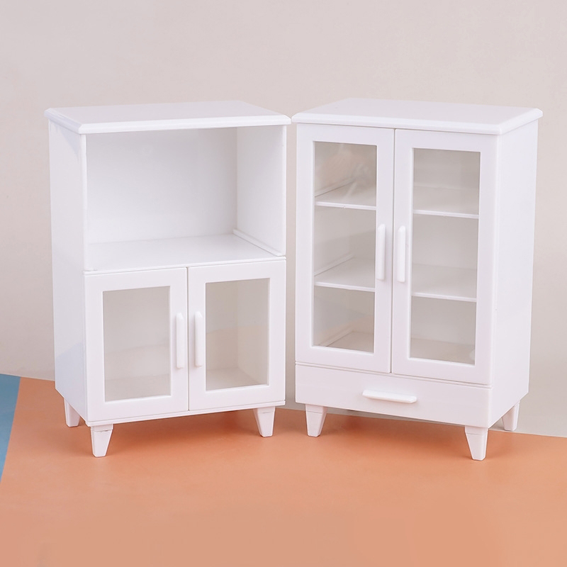 Furniture Hardware Brackets - 1Set 1:12 Dollhouse Miniature White Cupboard