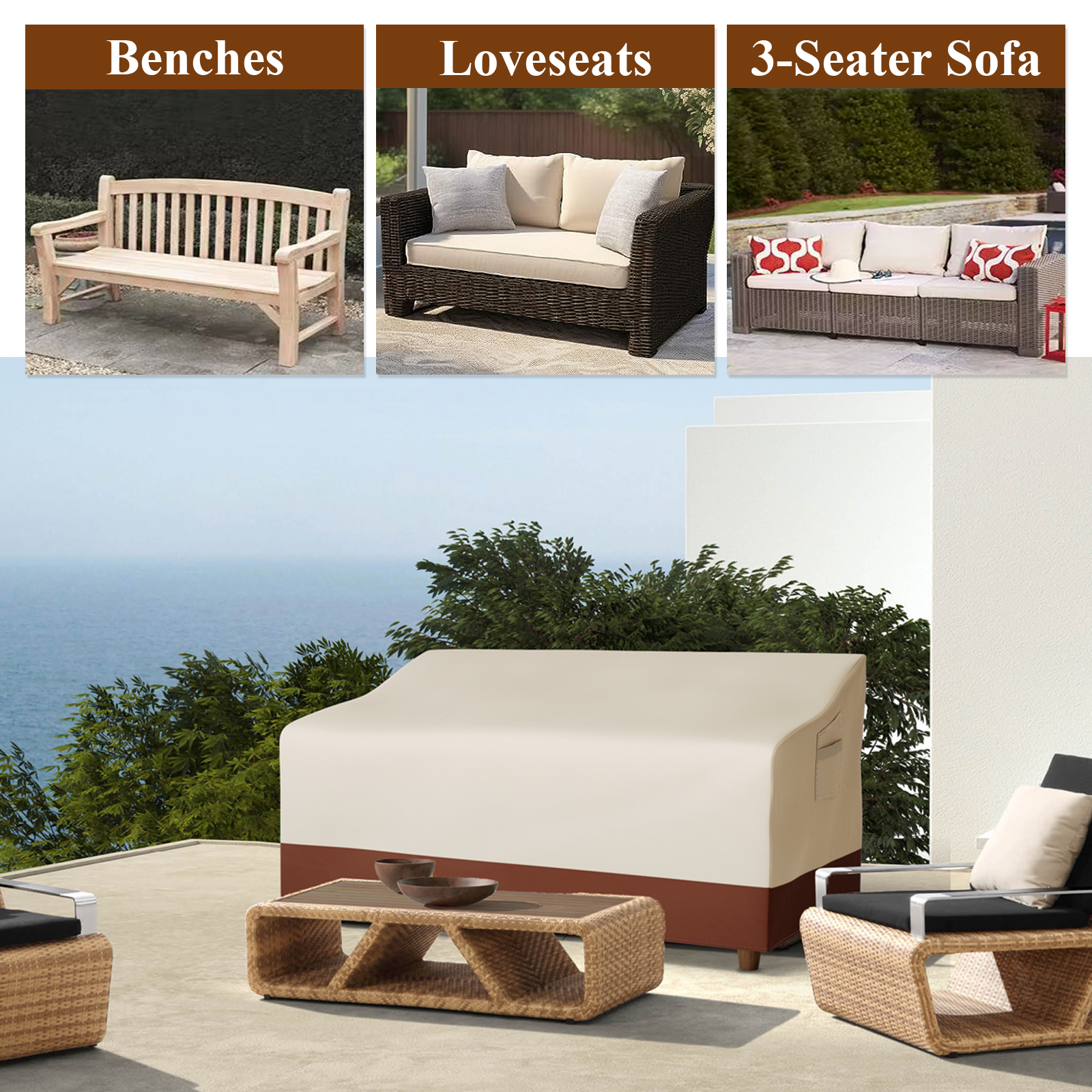 Furniture Home Hardware - Outdoor Sofa Cover Waterproof 3-Seater Outdoor
