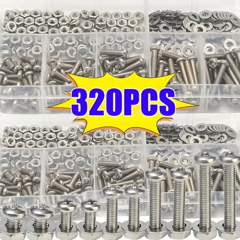320PCS Hex Nuts & Bolts Set M2 - Furniture Home Hardware recensie en prijs