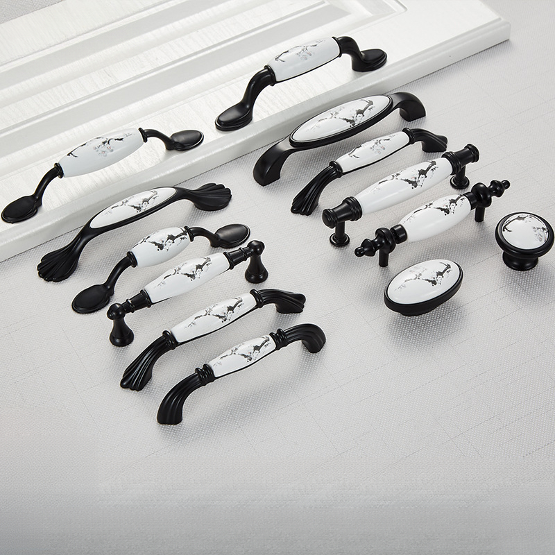 Ceramic White/Black Cabinet Ha - Vintage Furniture Hardware Pulls recensie en prijs