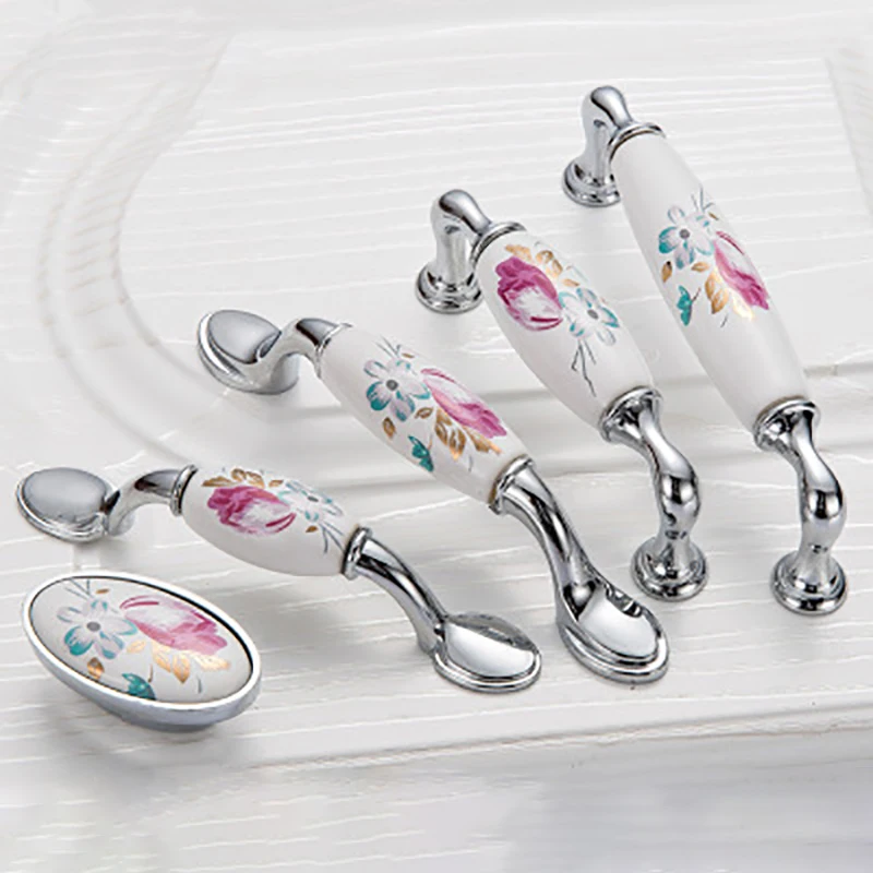 Tulip Ceramic Door Handle Silv - Vintage Furniture Hardware Pulls recensie en prijs