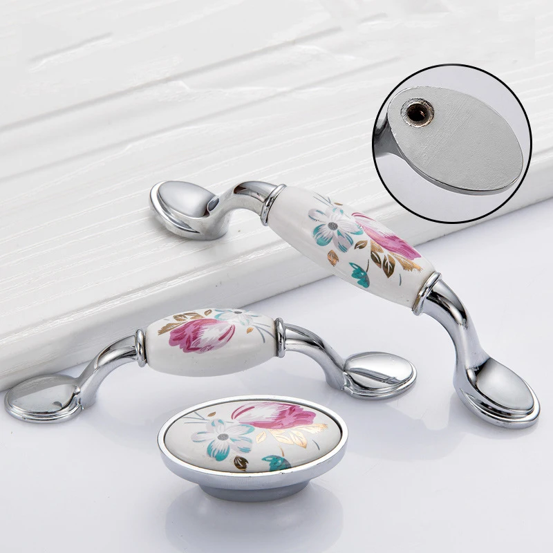 Tulip Ceramic Door Handle Silv - Vintage Furniture Hardware Pulls recensie en prijs